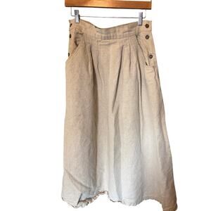 Vtg Calvin Klein Women's Linen Blend Midi Skirt Size 14 Oatmeal